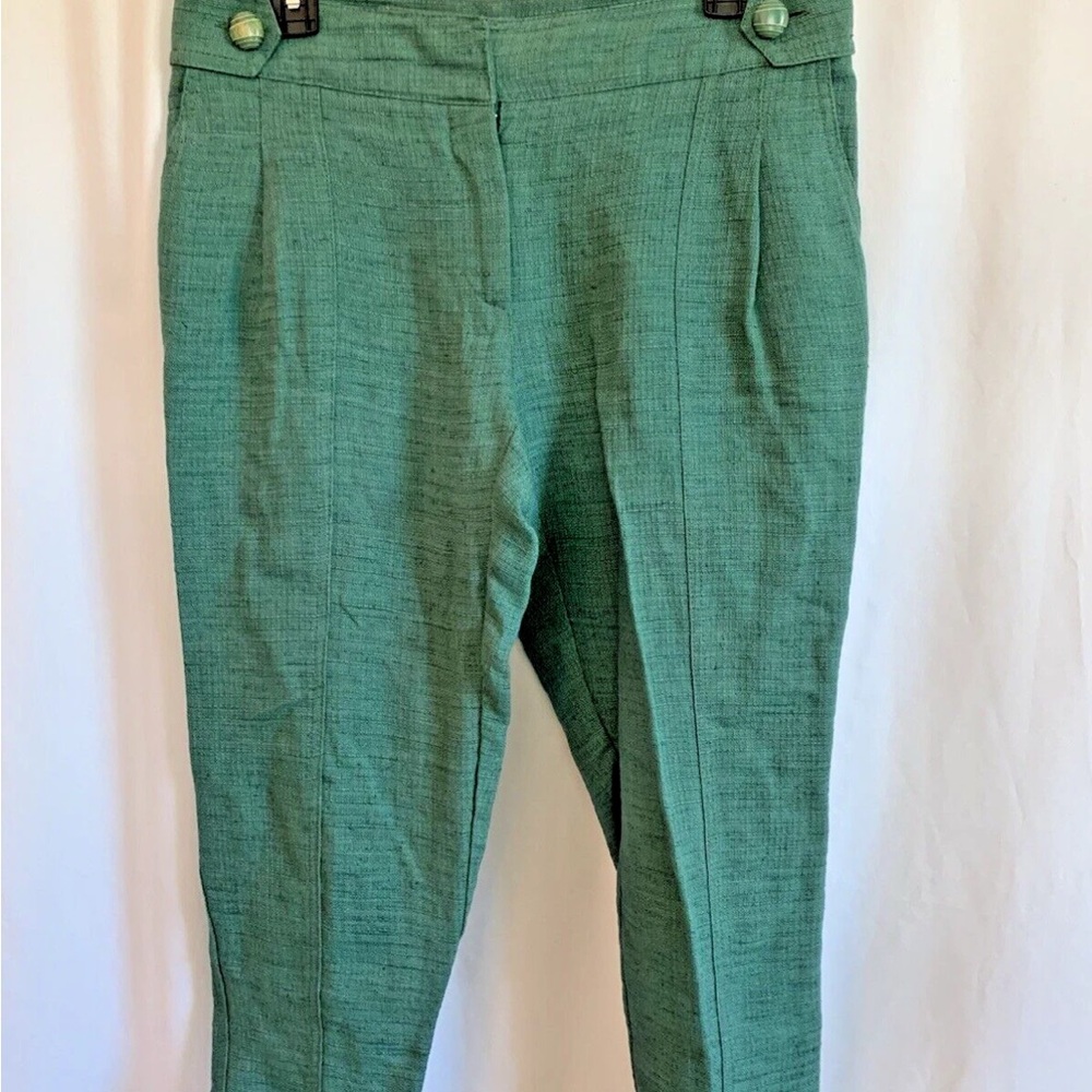 Patrizia Pepe Green Linen / Silk Blend Cropped Pants - 40 IT - US Sz 4 NWOT